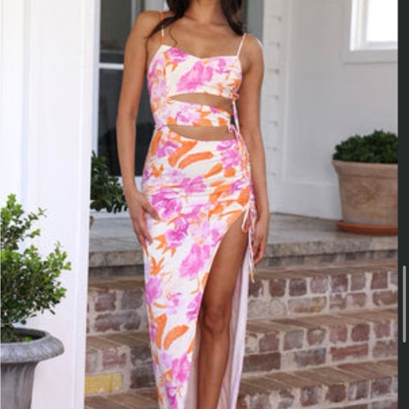 Dresses & Skirts - Floral Print Women's dress - Pink and Orange
